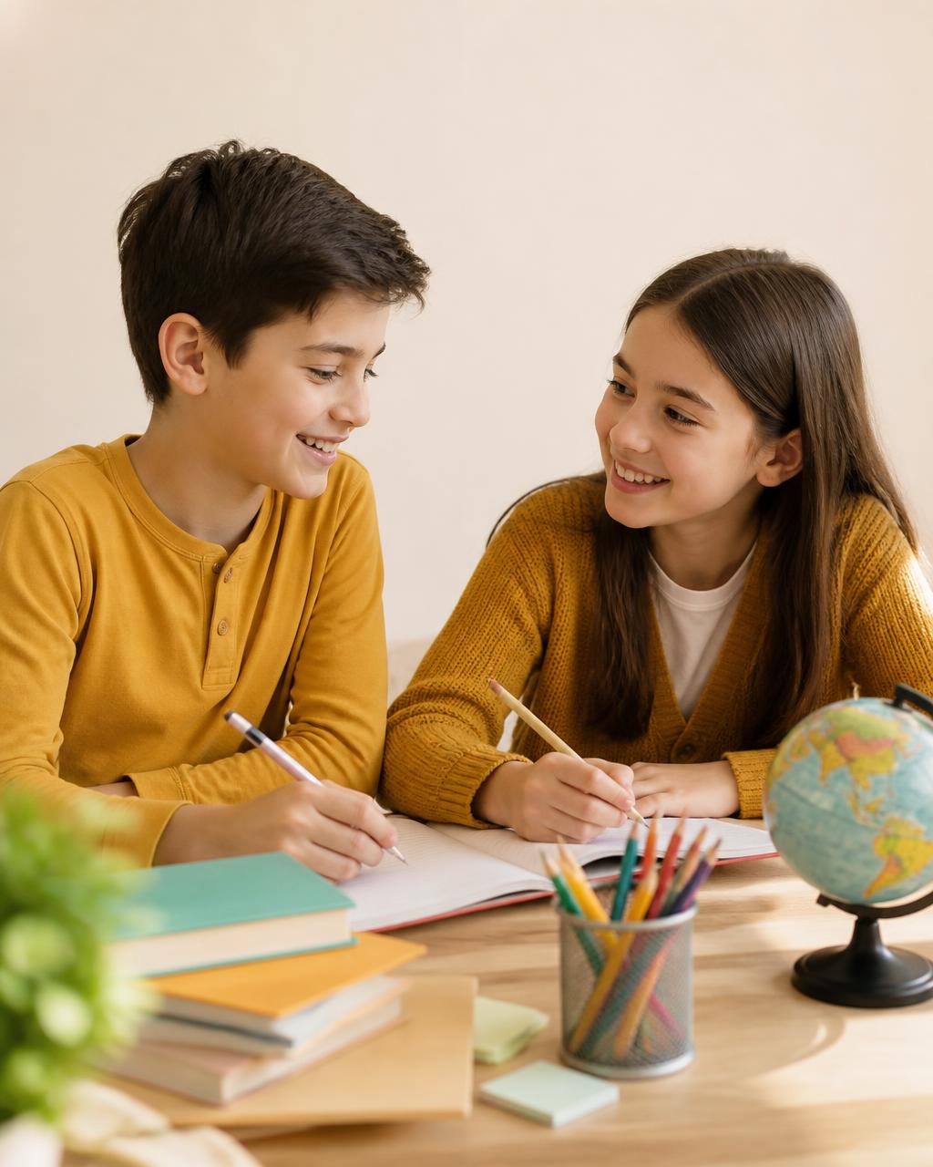 Ambiente de estudo com livros e caderno abertos